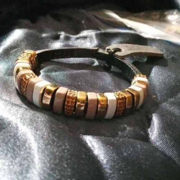 J CREW LEATHER CHORD AND METALLIC BRACELET NEW OLD STOCK - Picture 2 of 3